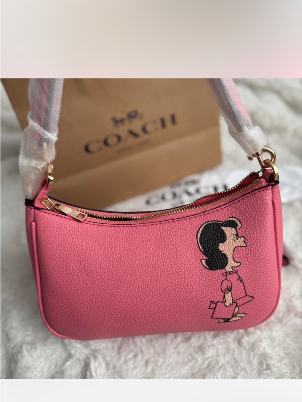 Coach Red Interior Pebbled Leather Patch Wristlet - Picture 2 of 3